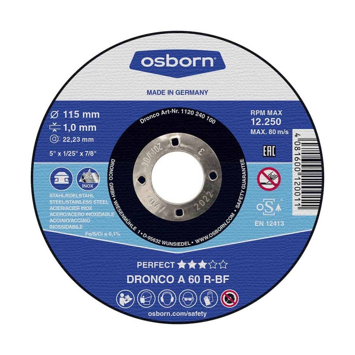 Osborn Dronco troxos kopis sidirou inox Perfect 115 Osborn Dronco troxos kopis sidirou inox Perfect 115
